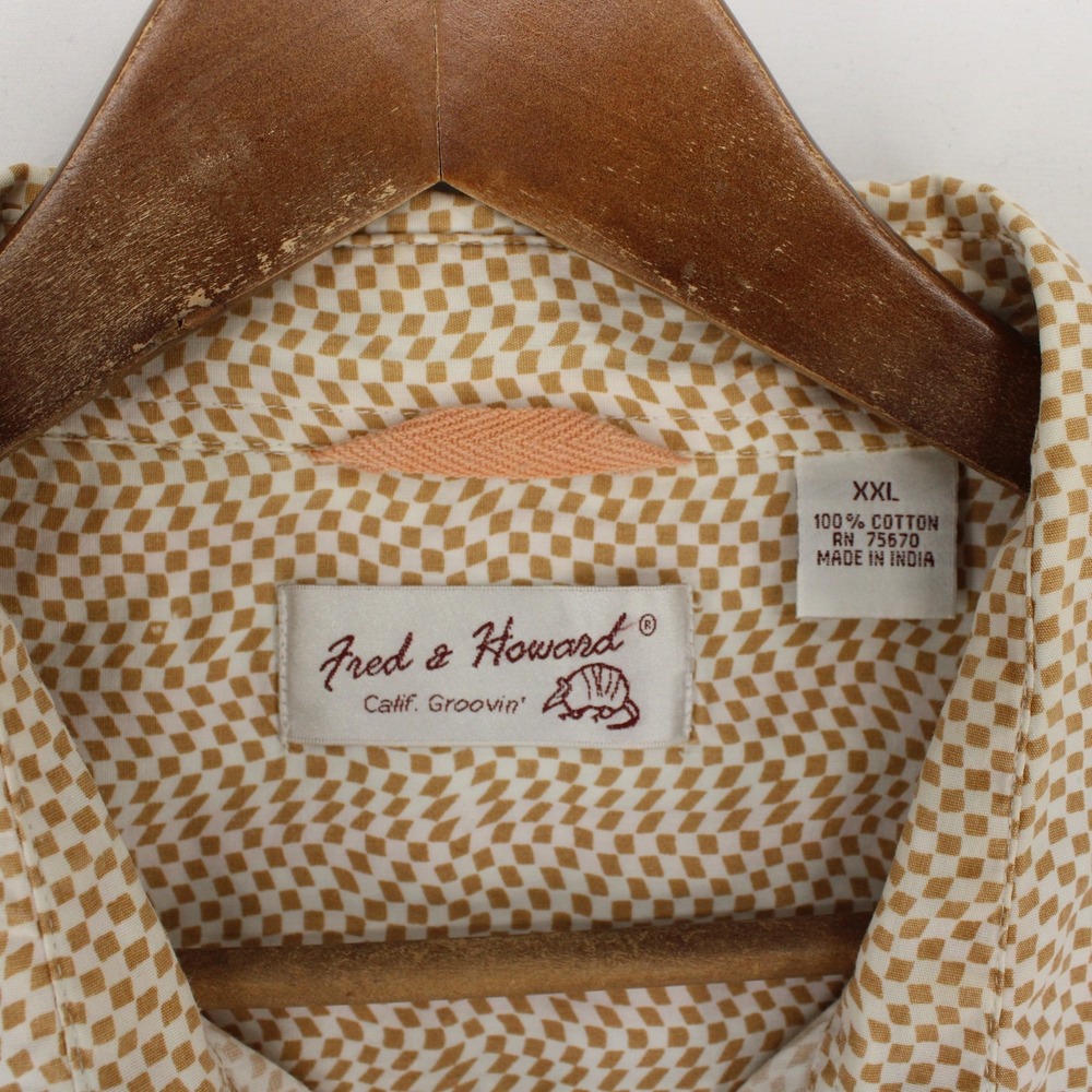 Fred And Howard Shirt Mens XXL Tan Geometric Long Sleeve Pearl Snap Western - Picture 6 of 6